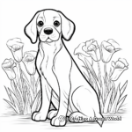Charming Dog with Daffodils Coloring Pages 1