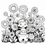 Encantadoras páginas para colorear de Jardín de flores 1
