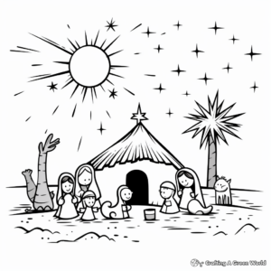 Charming Nativity Scene Coloring Pages 1