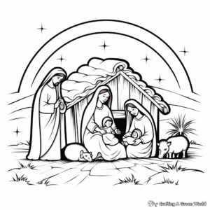 Charming Nativity Scene Coloring Pages 2