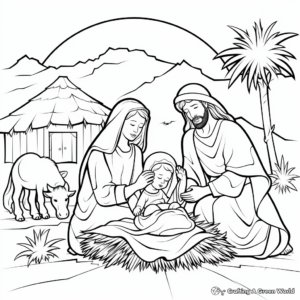Charming Nativity Scene Coloring Pages 3