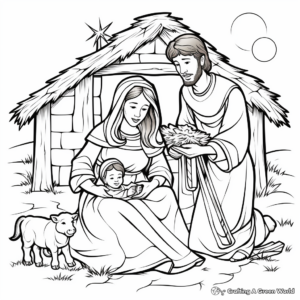 Charming Nativity Scene Coloring Pages 4