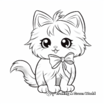 Charming Persian Cat with Bow Coloring Pages 1