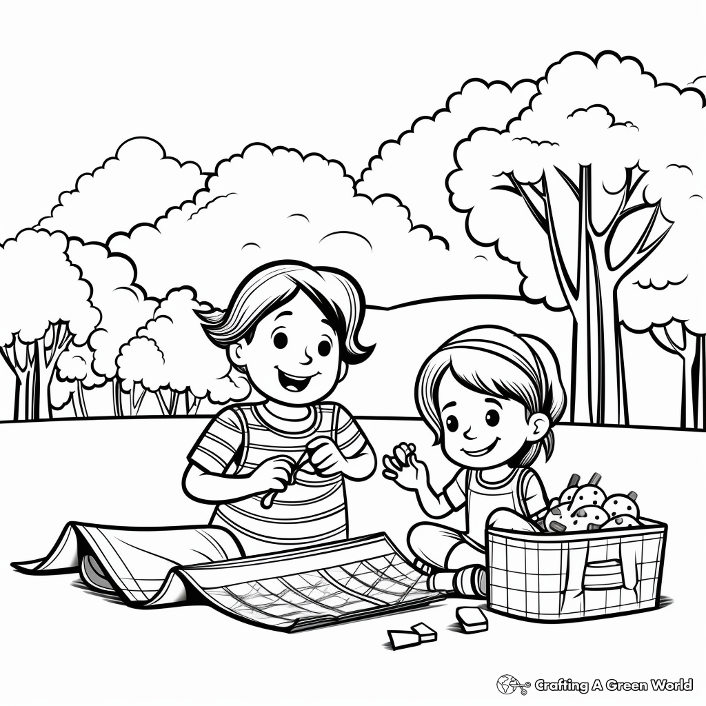Charming Picnic in the Park Summer Bucket List Coloring Pages 1