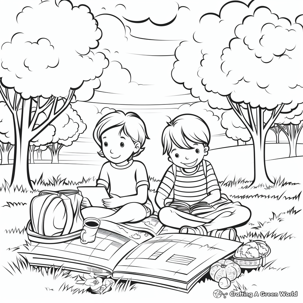 Charming Picnic in the Park Summer Bucket List Coloring Pages 2