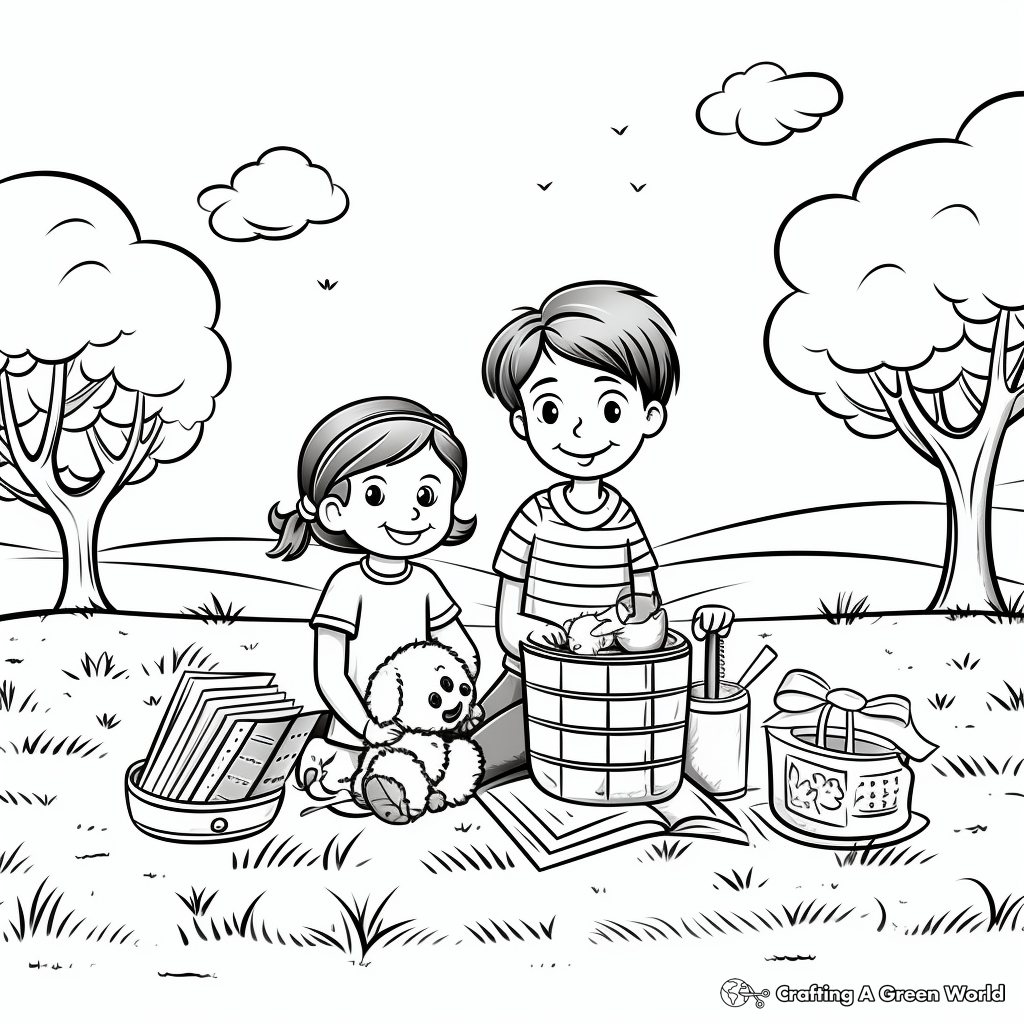 Charming Picnic in the Park Summer Bucket List Coloring Pages 3