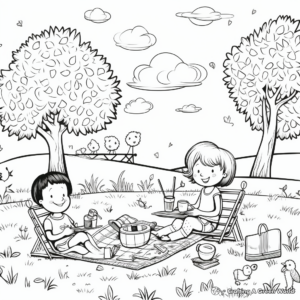 Charming Picnic in the Park Summer Bucket List Coloring Pages 4