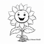 Cheerful Cartoon Sunflower Coloring Pages 4