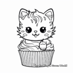 Cheerful Cat with Cupcake Coloring Pages 4