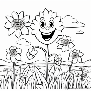 Cheerful Daffodils Spring Coloring Pages 3