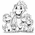 Cheerful Dinosaur Family Coloring Pages 3