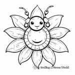 Cheerful Ladybug on Sunflower Coloring Pages 2