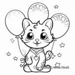 Cheerful Rainbow Cat with Balloons Coloring Pages 1