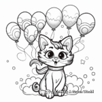 Cheerful Rainbow Cat with Balloons Coloring Pages 4