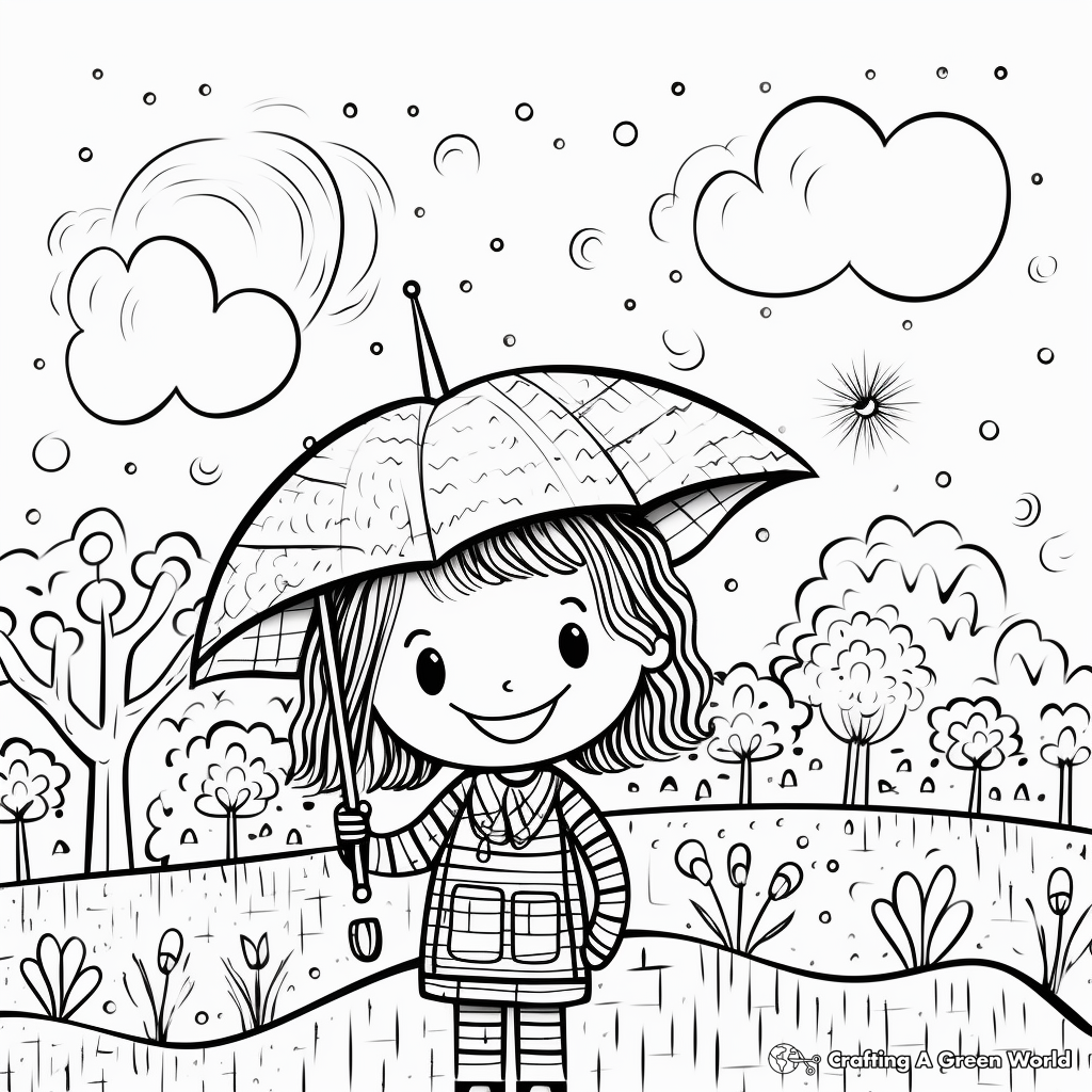 Cheerful Spring Rain Coloring Pages 2