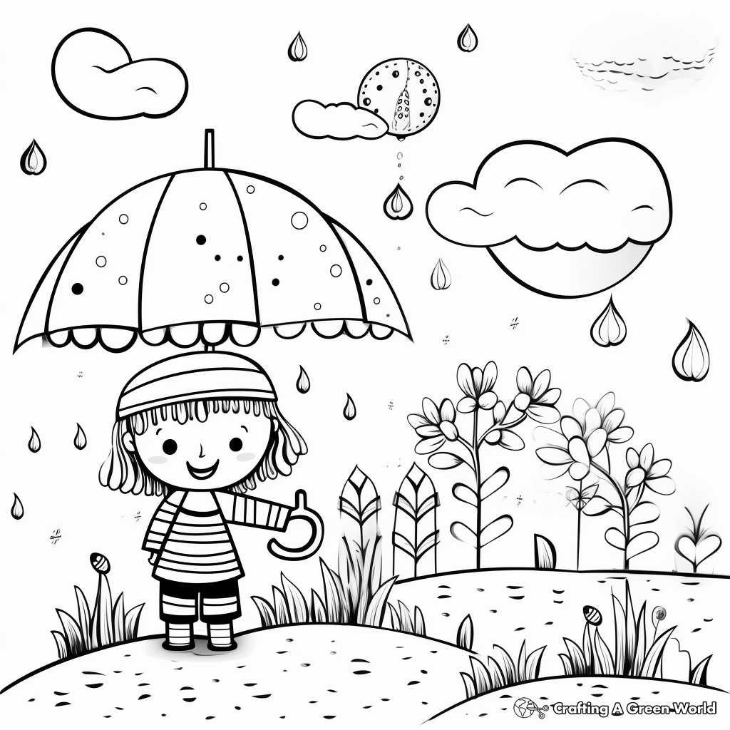 Cheerful Spring Rain Coloring Pages 4