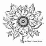 Cheerful Sunflower and Heart Coloring Pages 2
