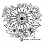 Cheerful Sunflower and Heart Coloring Pages 3