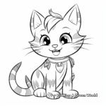 Cheerful Tabby Cat Wearing Bow Coloring Pages 4