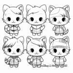 Chibi Cat in Different Outfits Coloring Pages 1