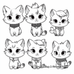 Chibi Cat in Different Outfits Coloring Pages 3