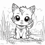 Chibi Cat in Nature Coloring Pages 1