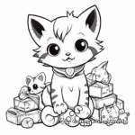 Chibi Cat with Toys Coloring Pages 4