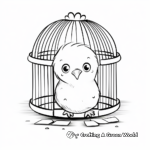 Chick in Small Bird Cage Coloring Pages 1