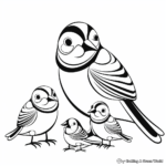 Chickadee Family Coloring Pages: Parents and Chicks 2