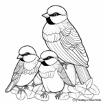 Chickadee Family Coloring Pages: Parents and Chicks 3
