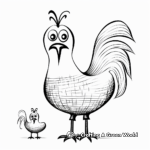 Chicken and Rooster Relationship Coloring Pages 1