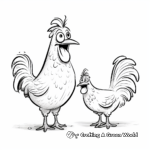 Chicken and Rooster Relationship Coloring Pages 4