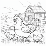Chicken-In-The Fields: Farm Scene Coloring Pages 2