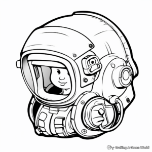 Child-Friendly Cartoon Astronaut Helmet Coloring Pages 2