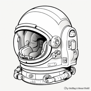 Child-Friendly Cartoon Astronaut Helmet Coloring Pages 3