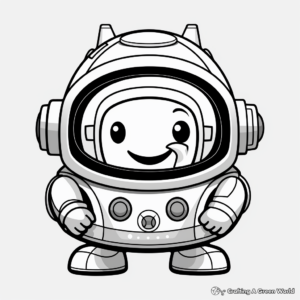 Child-Friendly Cartoon Astronaut Helmet Coloring Pages 4