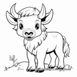 Child-Friendly Cartoon Buffalo Coloring Pages 4