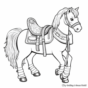 Child-Friendly Pony Saddle Coloring Pages 1