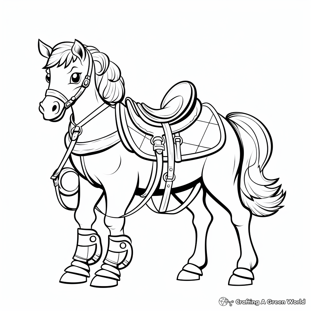 Child-Friendly Pony Saddle Coloring Pages 2