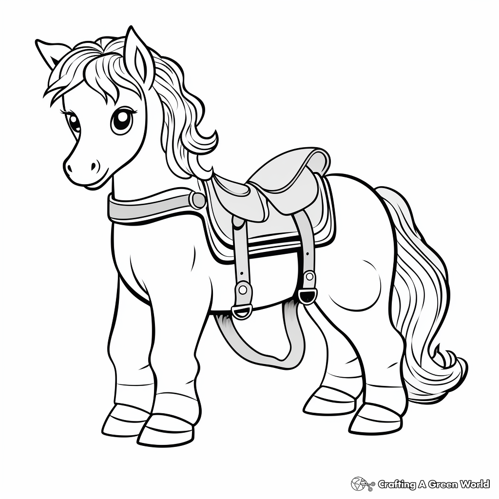 Child-Friendly Pony Saddle Coloring Pages 4