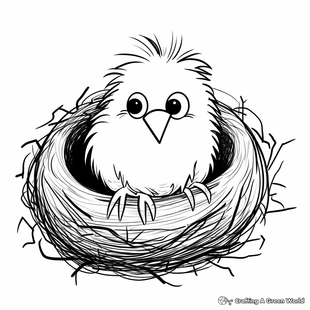 Child-Oriented Simple Bird Nest Coloring Pages 1