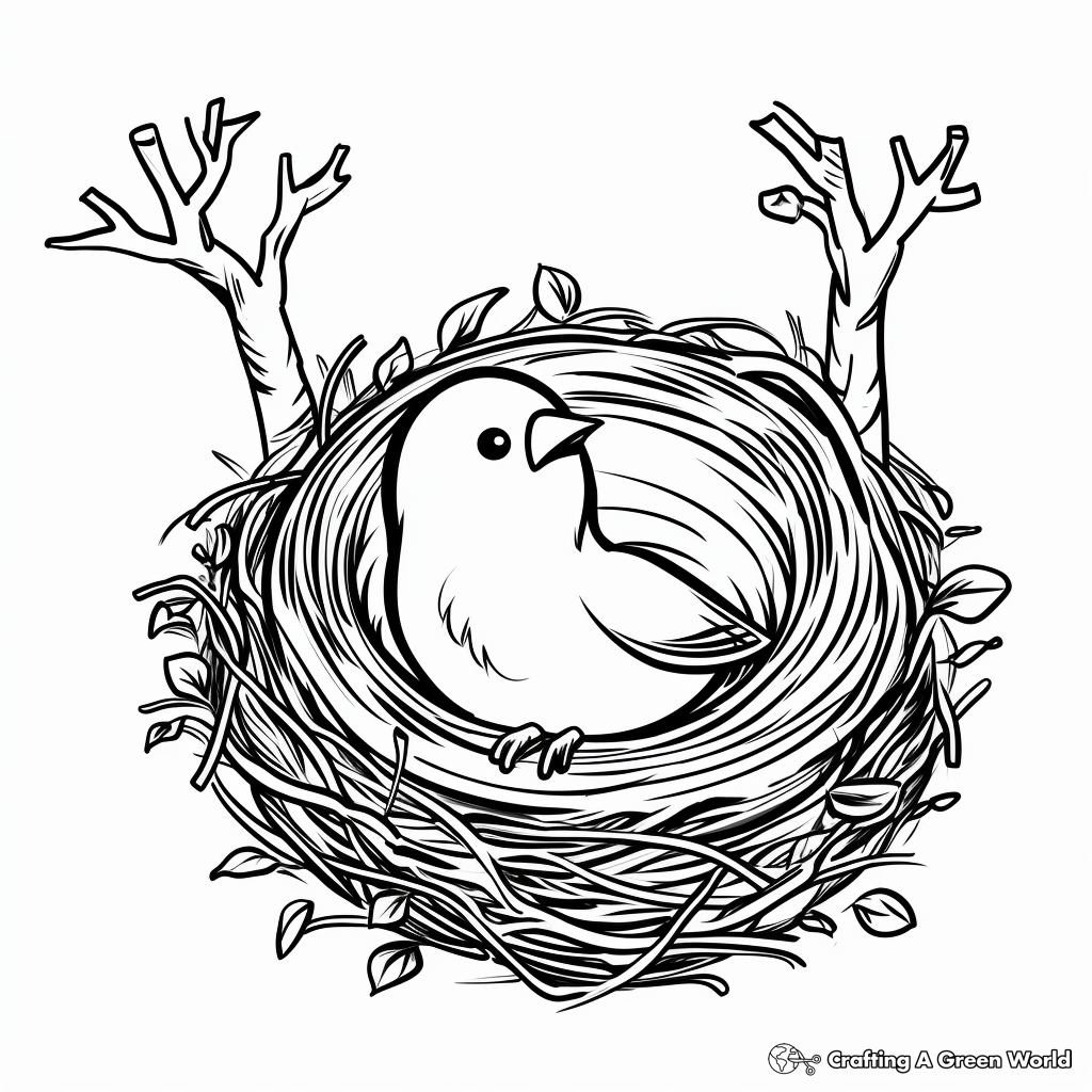 Child-Oriented Simple Bird Nest Coloring Pages 2