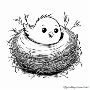 Child-Oriented Simple Bird Nest Coloring Pages 3