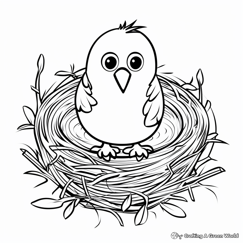 Child-Oriented Simple Bird Nest Coloring Pages 4