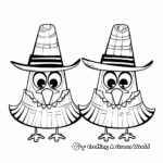 Children-Friendly Turkey With Pilgrim Hats Coloring Pages 1