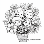 Children’s Playful Mixed Flower Bouquet Coloring Pages 1