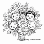 Children’s Playful Mixed Flower Bouquet Coloring Pages 2