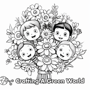 Flower Bouquet Coloring Pages - Free &amp; Printable!