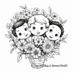 Children’s Playful Mixed Flower Bouquet Coloring Pages 3