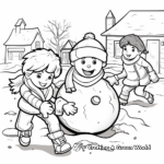 Children's Friendly Snowball Fight Coloring Pages 4